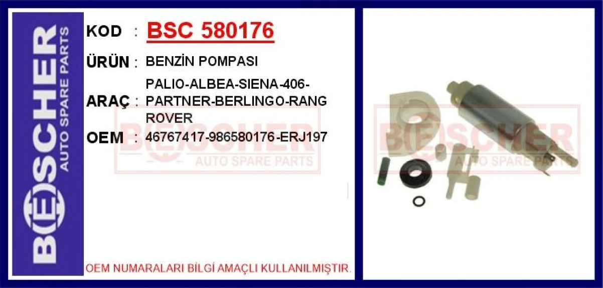 Fiat Benzin Pompası Palıo-Albea-Siena-406-Partner-Berlingo-Rang Rover - Bsc 580176