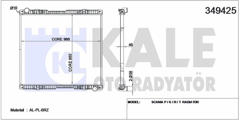 SU RADYATORU SCANIA P-G-R-T SERI 04> P340-P380-P420-P480-P560-G340-G420-G480-R340-R380-R420-R460-R48 - KALE 349425