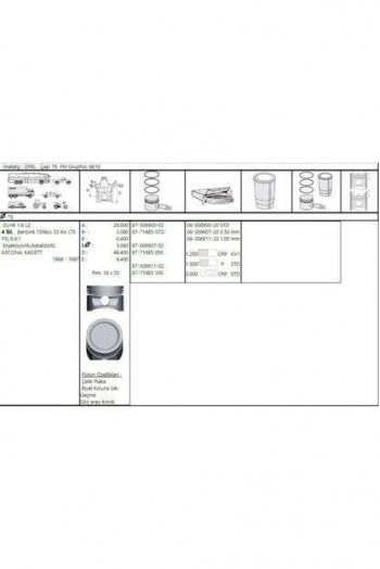 MOTOR SEGMAN 16SV C16NZ 1.6 8V KADETT E VECTRA A ASTRA F 79.75MM 075 (1.2x1.5x3.0) - AKD 222-3538-75