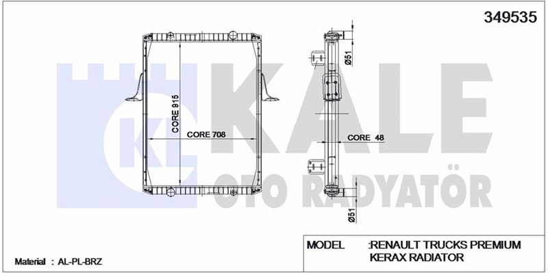 MOTOR SU RADYATORU RENAULT TRUCKS PREMIUM / KERAX (CERCEVELI) / (MT) 1996 VE SONRASI - KALE 349535
