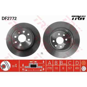 ARKA FREN DISKI (4 BIJON) VECTRA B 1,6I 16V 1,7 TD 1,8I 16V 95 > - TRW DF2772