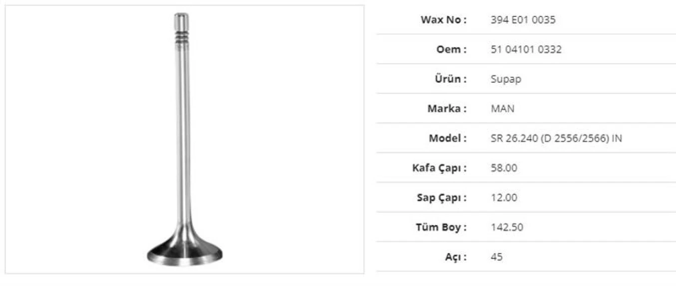 Man Truck Subap Emme Man Sr 26.240 (d 2556/2566) 58kx12sx142,5bx45a  (6adet) - Wax 394 E01 0035