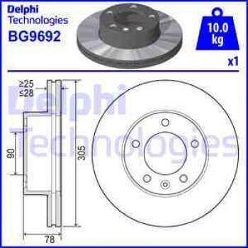 ON FREN AYNASI HAVALI OPEL MOVANO 98 03 RENAULT MASTER 03> 1.9DCI /DTI 2.2DCI 2.5D / DCI 2.8DTI 3.0D - DELPHI BG9692