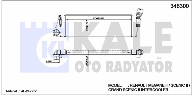 TURBO RADYATORU MEGANE II SCENIC II 1,5DCI / 1,9DCI - KALE 348300