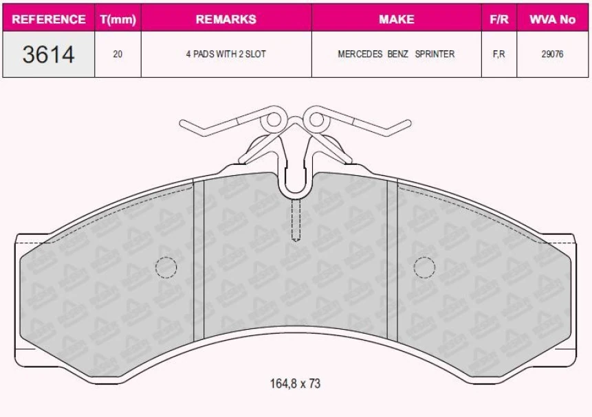Mercedes Fren Balatası On / Arka Sprinter 96>06 Lt 28 35 46 96>06 - Beser 3614