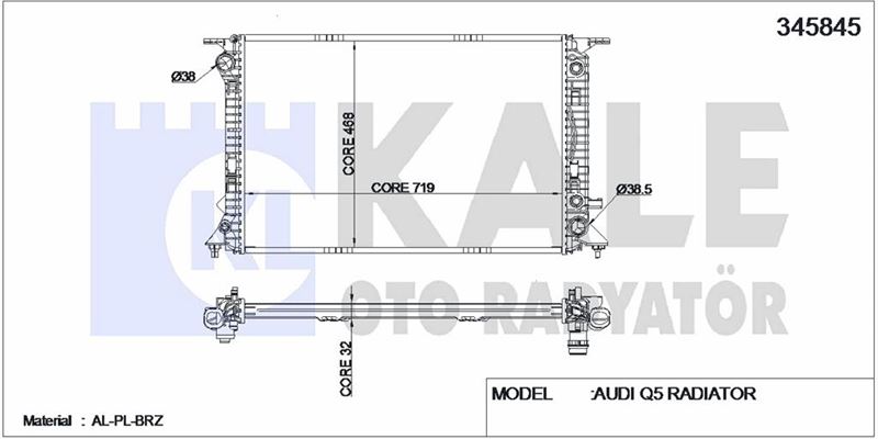 MOTOR SU RADYATORU AUDI Q5 3,0TDI CCWA (OTOMATIK) 08> - KALE 345845