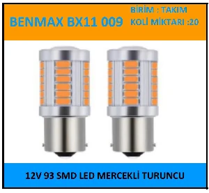 Unıversal Dipsiz Led (x2) 12v 93 Smd Mercekli Turuncu *** - Benmax-Bx11009
