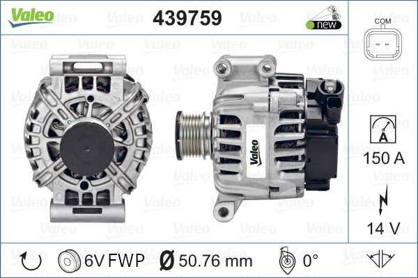 ALTERNATOR 12V 150A DS3 C3 III P208 P308 P207 P3008 P2008 PARTNER TEPE 207 P308 P508 P208 P5008 C3 P - VALEO 439759
