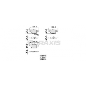 ON FREN BALATASI A4 A6 1.8T 1.9TDI 95> PASSAT 1.8T 1.9TDI 95 00 GOLF IV 1.9TDI SUPERB 02> - BRAXIS AB0049