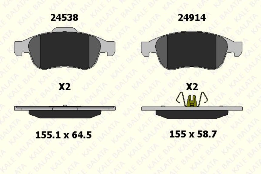 Renault On Fren Balatası Fluence 08> Duster 10> Dokker 12> Megane III 08> Scenic III 09> 1.5 DCI 1.6 16v 2.0 - Kale B 24914 180 05 Ans