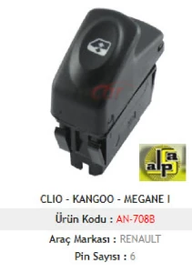 Unıversal Cam Anahtarı>clıo - Kangoo - Megane I 6 Pin Siyah  >> - Mcar-An708b