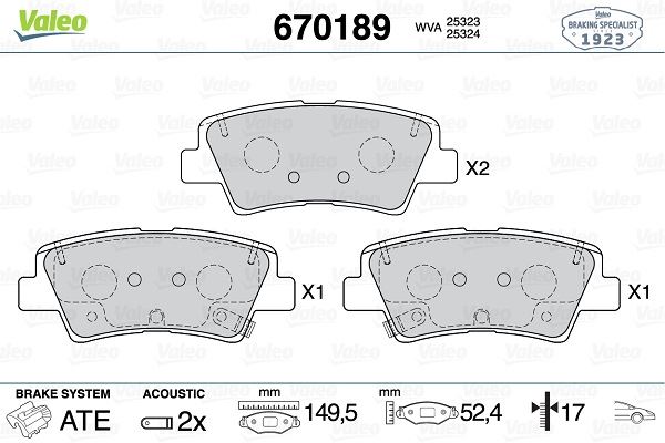 FIAT FREN BALATASI ON PANDA 1.2 12>  DUCATO 130 11>14 YPSILON 1.2 11> - VALEO 670189