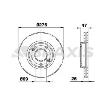 ON FREN DISK AYNASI HAVALI HYUNDAI SANTAFE 2.0 01-06 TRAJET 2.0 00-> (276MM) - BRAXIS AE0452