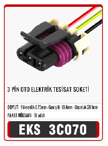 SOKET>3 PİN OTO ELEKTRİK TESİSAT - EKS-3C070