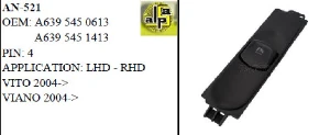 Unıversal Cam Anahtarı>mercedes Vito - Viano 04-->   - Sağ Tekli   >>a6395450613 - Mcar-An521