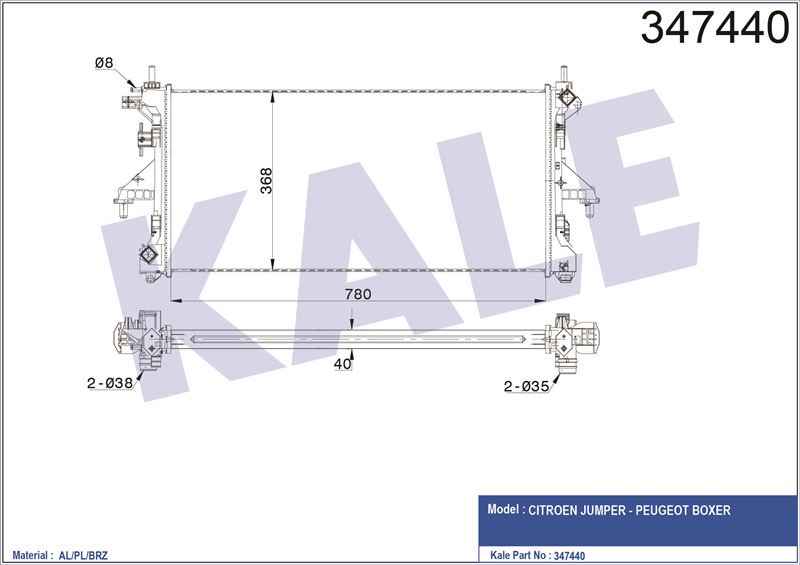 MOTOR SU RADYATORU BOXER JUMPER DUCATO III 3,0HDI 11> F1A F1C - KALE 347440