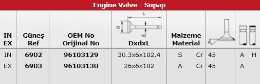 SUBAP TAKIMI NEXIA 1,5 16V (IN 8 / EX 8) - GUNES 6902-6903