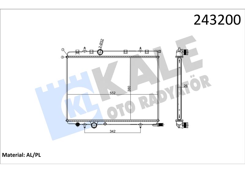 MOTOR SU RADYATOR P307 C4 1,4 HDI / 2,0 KLIMALI PARTNER II BERLINGO II XSARA II XSARA PICASSO KLIMAL - KALE 0403041AB