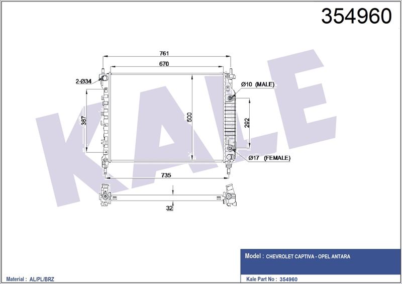 MOTOR SU RADYATORU A.T CAPTIVA ANTARA - KALE 354960