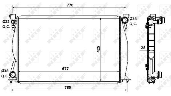 MOTOR RADYATORU (675×445×32) AUDI A6 OTOMATIK 2,7TDI 3,0TDI 05>11 - NRF 58359