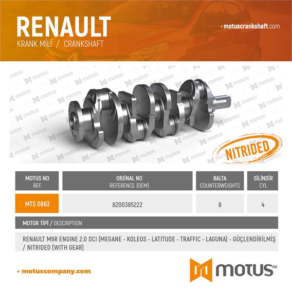 RENAULT KRANK MEGANE KALEOS LAGUNA 2,0DCI M9R - MOTUS 863