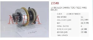 Unıversal Marş Dişlisi 11diş Lada Tipi Lada Niva Samara Ters Freze Cap:29.5 Boy:66.5 Kanal:6 Gov.cap:53(74769) - Aes-15540