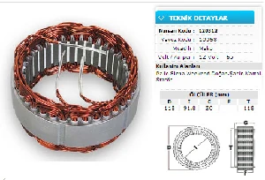 Unıversal Statör-Mako 12v 65 Am - Palio-Siena-D.k.ş. - Nursan-N120312