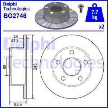 ARKA FREN AYNASI (DISK) SUPERB 1,8T / 1,9TDI / 2,0 / 2,5TDI / 2,8 V6 02> PASSAT VARIANT 96> - DELPHI BG2746