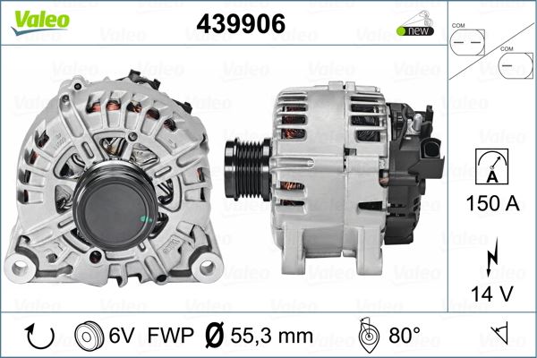 ALTERNATOR 12V 150A VALEO TIP CMAX 10> FIESTA VI 08>17 FOCUS III 11>17  KUGA II 14> MONDEO IV 07>14 - VALEO 439906
