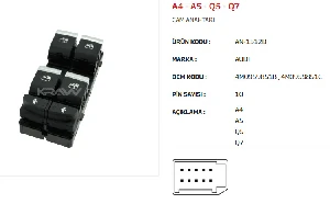 Unıversal Cam Anahtarı Dörtlü A4 - A5 - Q5 - Q7 - Mcar-An1512d