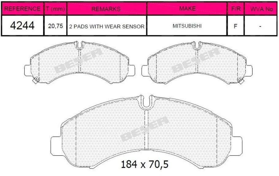 Mitsubıshı Ticarı Fren Balatası On Disk 5 Bijon 4lu Mitsubıshı Fuso Canter Euro5 Tfa35 Tfb35 12> - Beser 4244