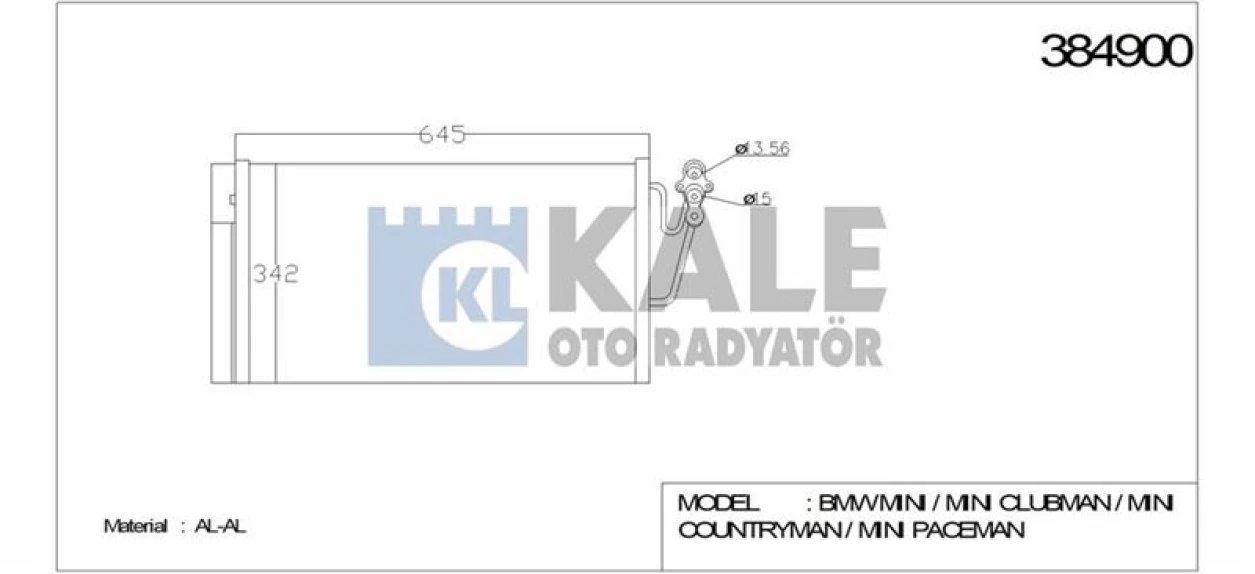 Bmw Klima Radyatoru Mini R55 R56 R57 R60 - Kale 384900
