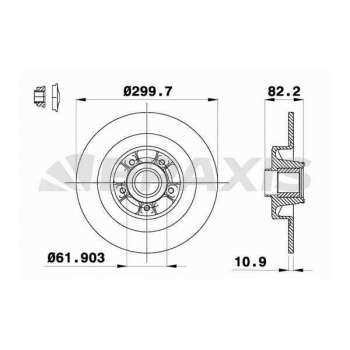 ARKA FREN DISK AYNASI DUZ VEL SATIS (BJO) 2.016V TURBO / 2.2DCI / 3.0DCI / 3.5 V6 06 / 02> - BRAXIS AD1050