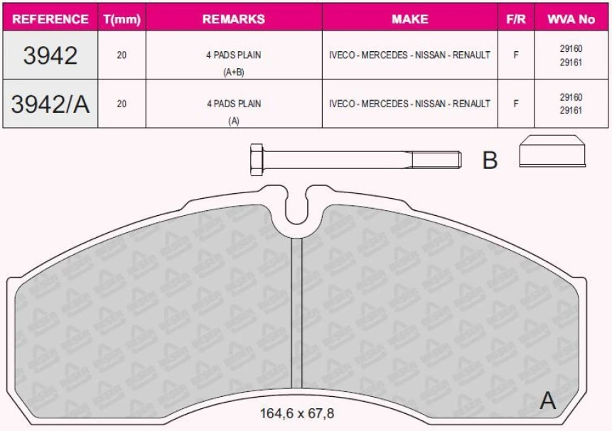 İveco Ticarı Fren Balatası On Daıly 65c15 65c17 01>06 Mascott 99>05 - Beser 3942