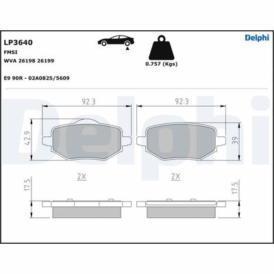 FREN BALATASI ARKA P2008 II-208 II 19>  / OPEL CORSA F- MOKKA II 2019> / C4 III 2020> DS DS3 CROSSBA - DELPHI LP3640