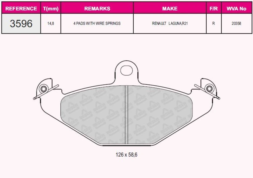 Renault Arka Fren Balatası Laguna Safrane - Beser 3596