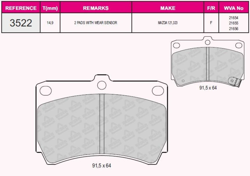 Kia On Fren Balatası Mazda 323 B6 Kasa 1990 1996 Kia Rio 2000 2002 - Grap 93522