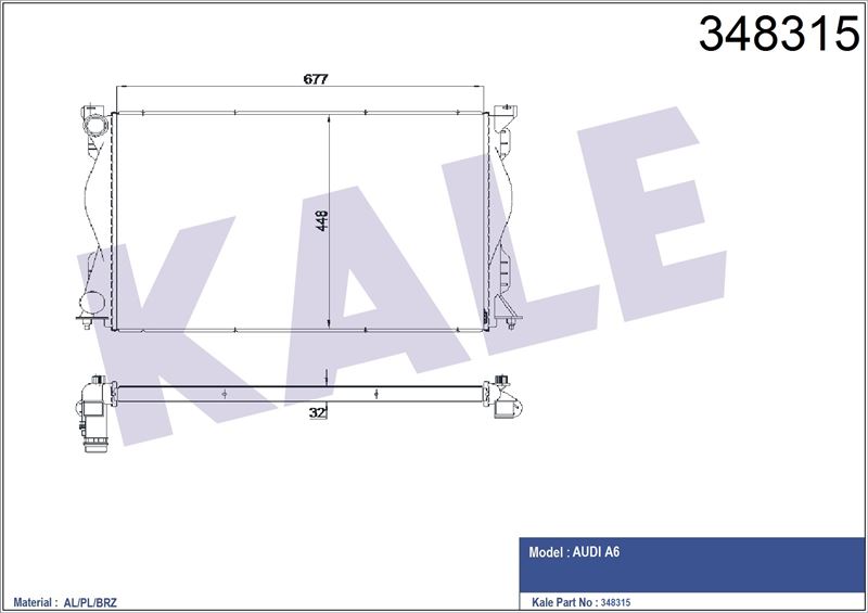 MOTOR SU RADYATORU MANUEL AUDI A6 / A6Q 2,0 05>11 - KALE 348315
