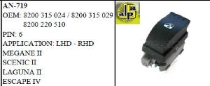 Unıversal Cam Anahtarı>renault Megane II Dynamıc - Laguna II Arka Tekli   >>8200315024 - Mcar-An719