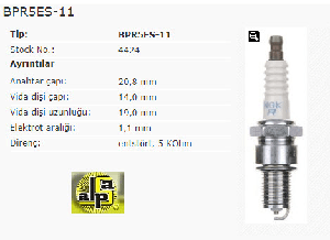 Unıversal Buji-Kalın Paso Toyota Corolla 1,3 Tek Tir. - Ngk-Bpr5es-11