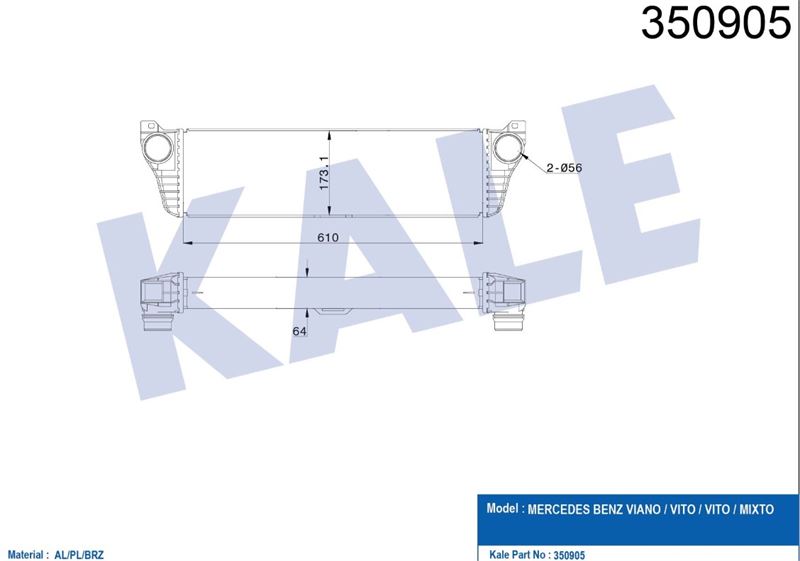 TURBOSARJ RADYATORU VIANO W639 10> VITO W639 10> - KALE 350905