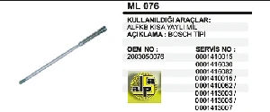 Unıversal Yaylı Mil-Alfkb Kisa   (boy 29 CM Somunsuz) - Remark-Ml076