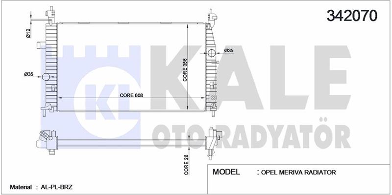 MOTOR SU RADYATORU BRAZING Z14XEP Z16XE MERIVA A - KALE 342070