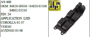 Unıversal Cam Anahtarı>toyota Avensis-Coro-Verso Sol Dörtlü 02-07>84820-0f030/84820-05100/84802-05210 - Mcar-An882