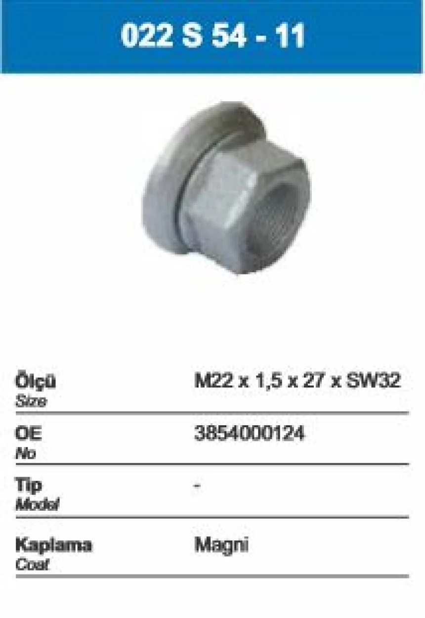 Mercedes Truck Bijon Somunu Pullu Mercedes Truck Man M22x1.5x26xsw32 (86421) - Besel 022s54