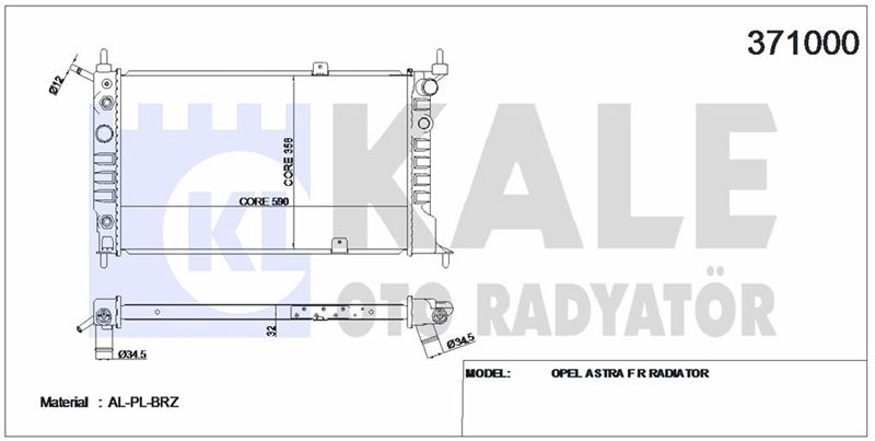 MOTOR SU RADYATORU (BRAZING) KLIMALI A,T ASTRA F X16XEL - KALE 371000