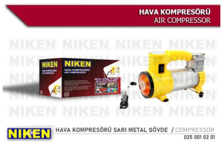 Unıversal Hava Kompresoru Sarı Metal Govde 12v - Niken 025 001 02 01
