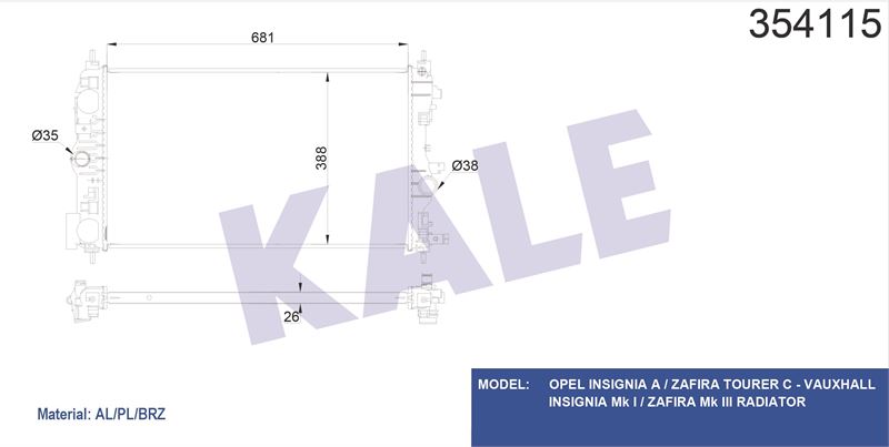 MOTOR SU RADYATORU MANUEL SANZIMAN INSIGNIA ZAFIRA C A14NET B14NET - KALE 354115