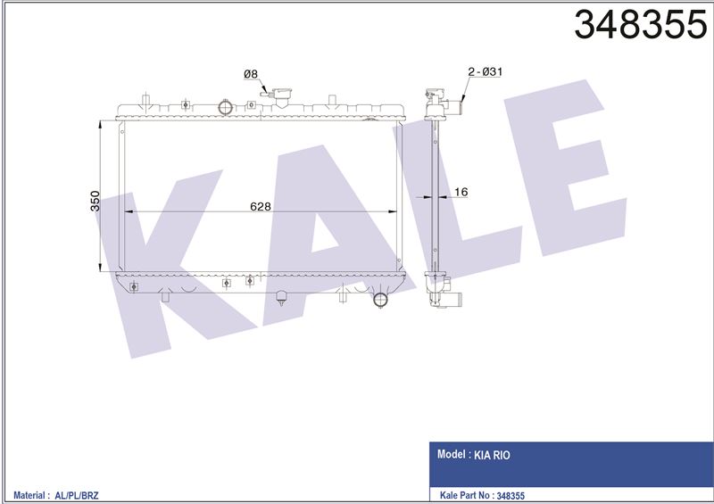 MOTOR SU RADYATORU KIA RIO 1,3 1,5 2000 2005 MANUEL VITES - KALE 348355