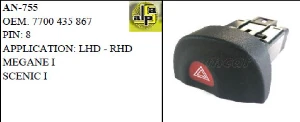 Unıversal Flaşör Anahtarı>renault Megane I  8 Pin   >>7700435867 - Mcar-An755